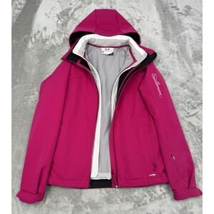 Salomon 2pc Soft Shell Jacket Set Womens Small S Pink White Hooded Coat Wind Ski